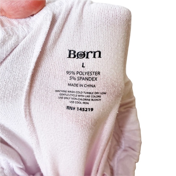 Born Pink White Dip-Dye Hacci Cozy Ombre Soft Lounge Jogger Pants Large - Picture 8 of 8